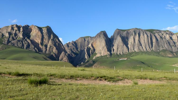 The valley leading to Baishiya Karst Cave in Tibet.