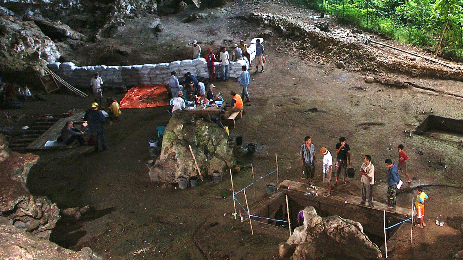 The Liang Bua cave excavations taking place in 2007. Photo: Garry K Smith