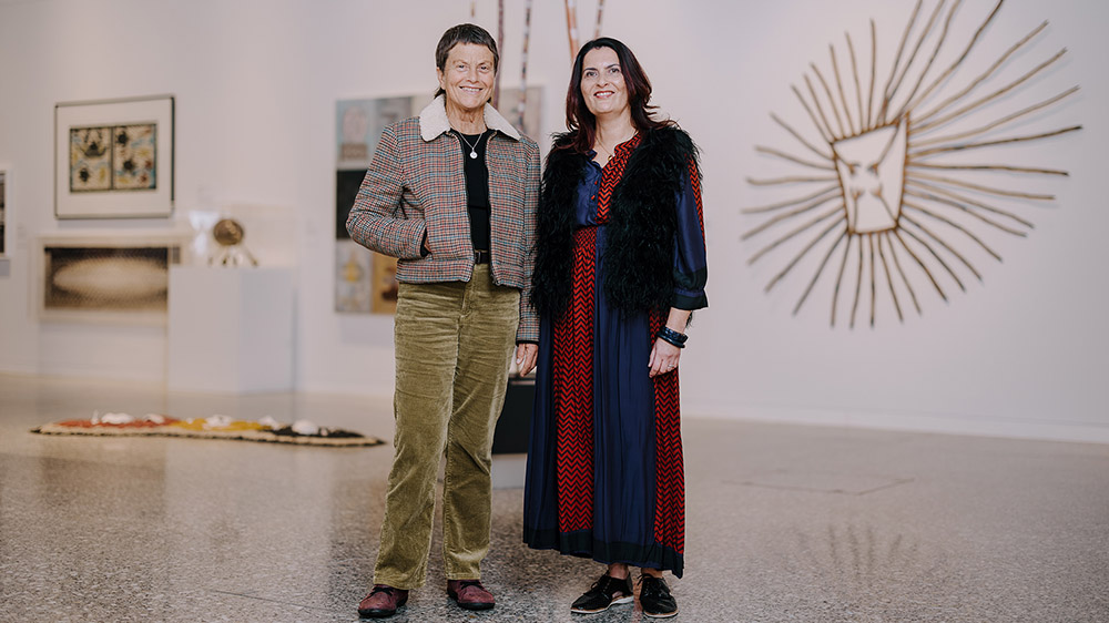 50 Artists: 50 Years curators Dr Kim Williams and Phillippa Webb.
