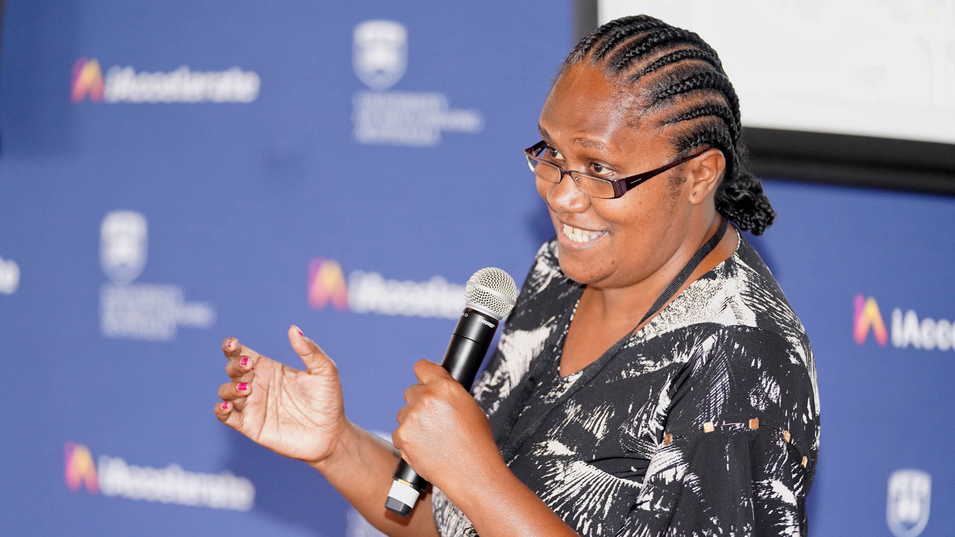 A speaker addresses delegates at the Achieving Ocean Equity conference.