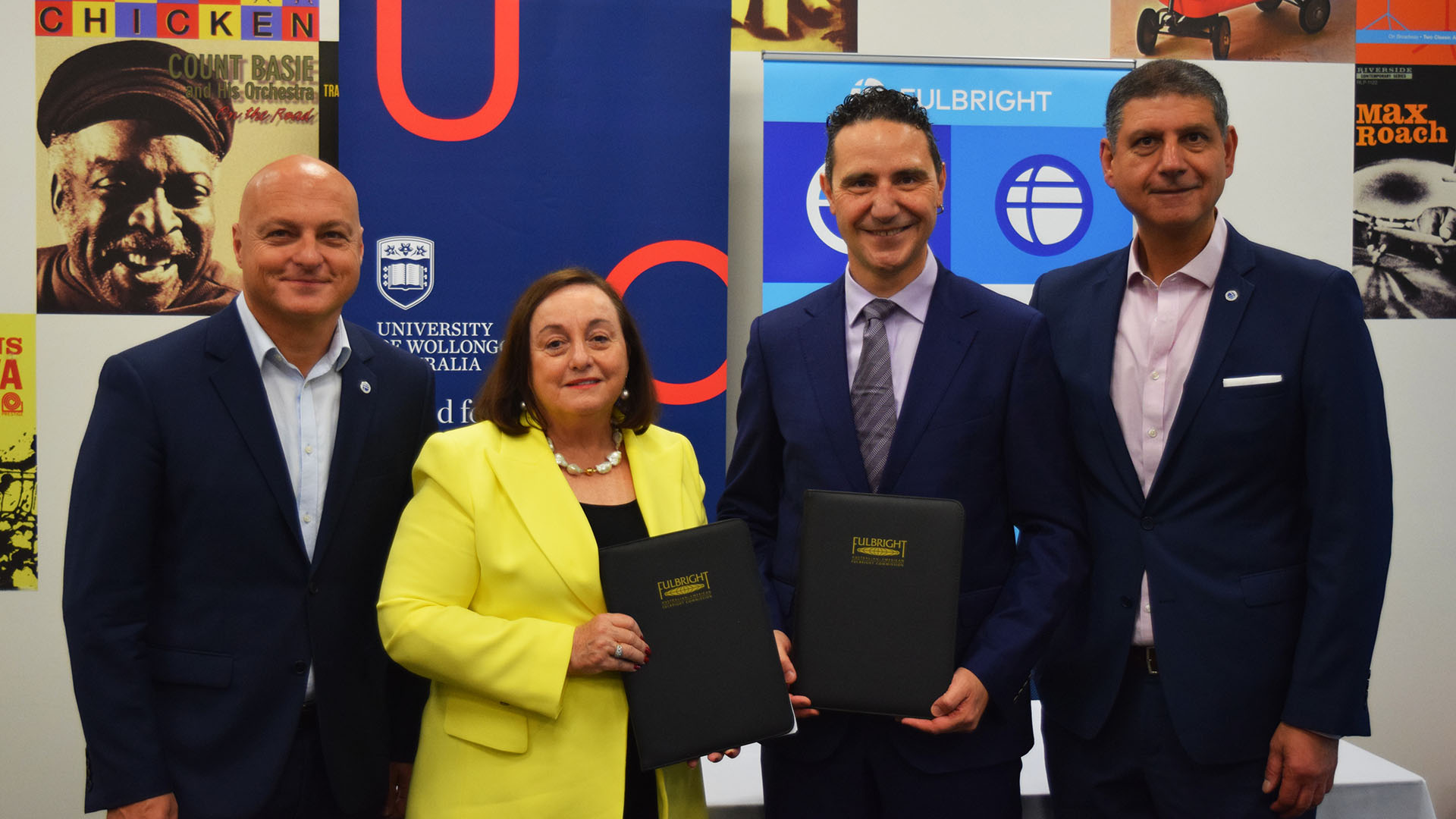 UOW DVC Global Strategy Professor Alex Frino, UOW Vice-Chancellor Professor Patricia Davidson, Executive Director of The Australian-American Fulbright Commission ProfessorJames Arvanitakis, UOW Director of Government Relations Canio Fierravante.
