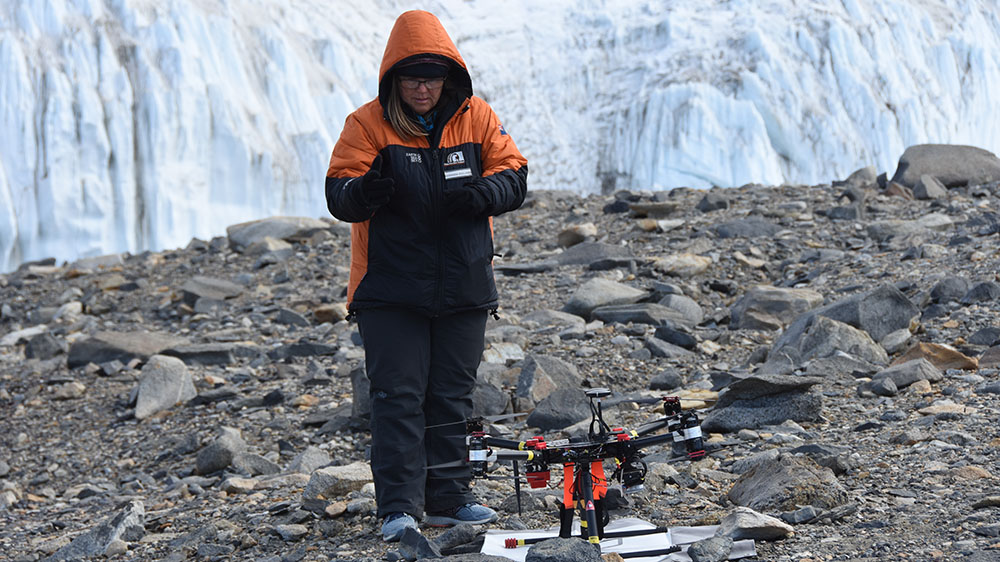 A researcher in the field in Antarctica.