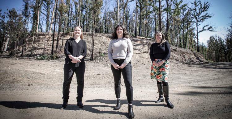 Nicky Bath, Jaimey Facchin, and Sam Avitaia from UOW's Batemans Bay and Bega campuses. Photo: Paul Jones