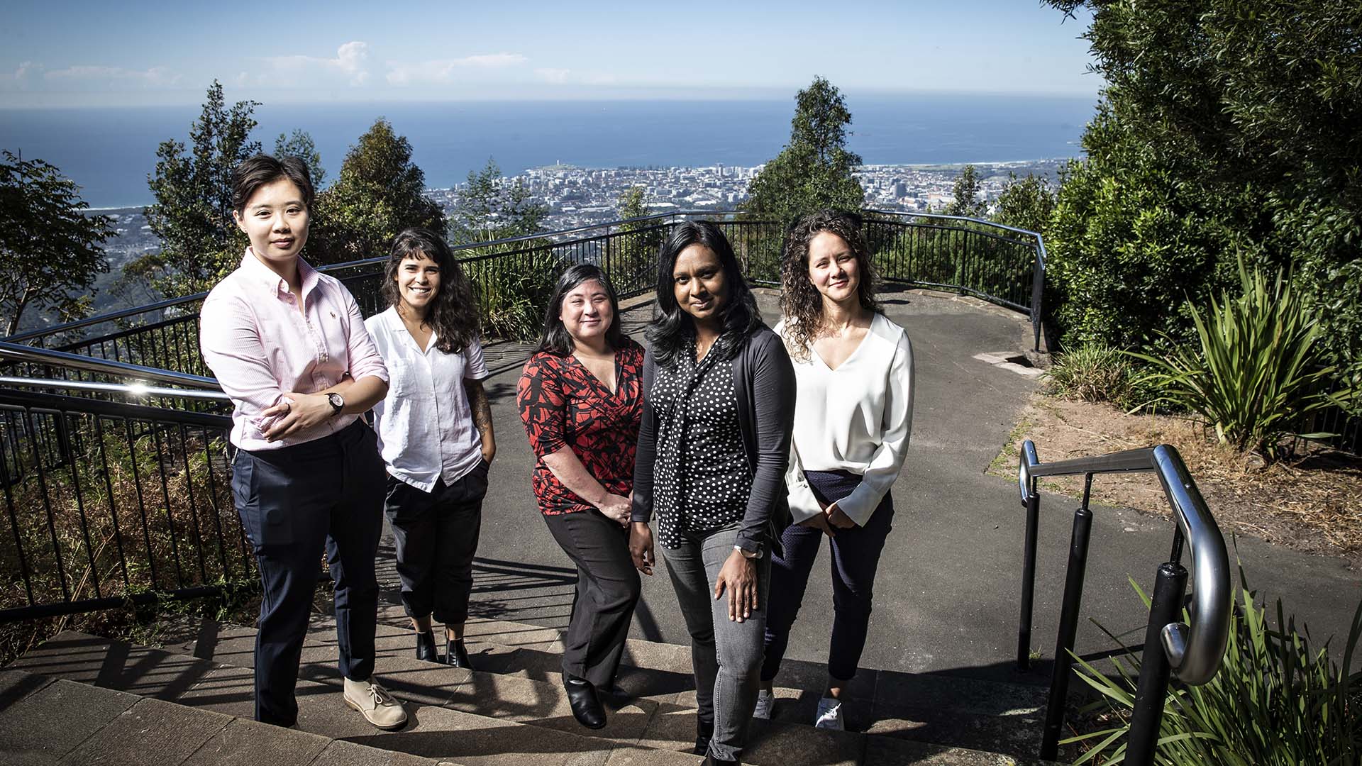 Women’s Research Engineers Network (WREN) members (left to right) Dr Emily Yan (Research Engineer – Industry 4.0 Hub/ MMMB), Dr Marcella Papini (Associate Research Fellow – SMART), Ms Grace Kennedy (Associate Research Fellow -SMART), Dr Apsara Jayasekara (Associate Research Fellow/MMMB) and Dr Mainã Portella Garcia (Research Fellow – MMMB).
