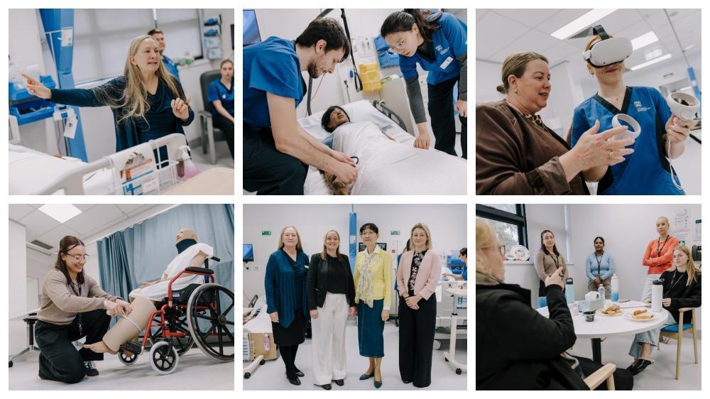 A collage of photographs from the opening of UOW's new Clinical Simulation Labs in July 2025.