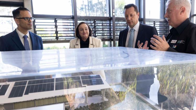 Planning and Public Spaces Minister Paul Scully with UOW Vice-Chancellor Professor Patricia Davidson and Sustainable Buildings Research Centre Director Professor Tim McCarthy.