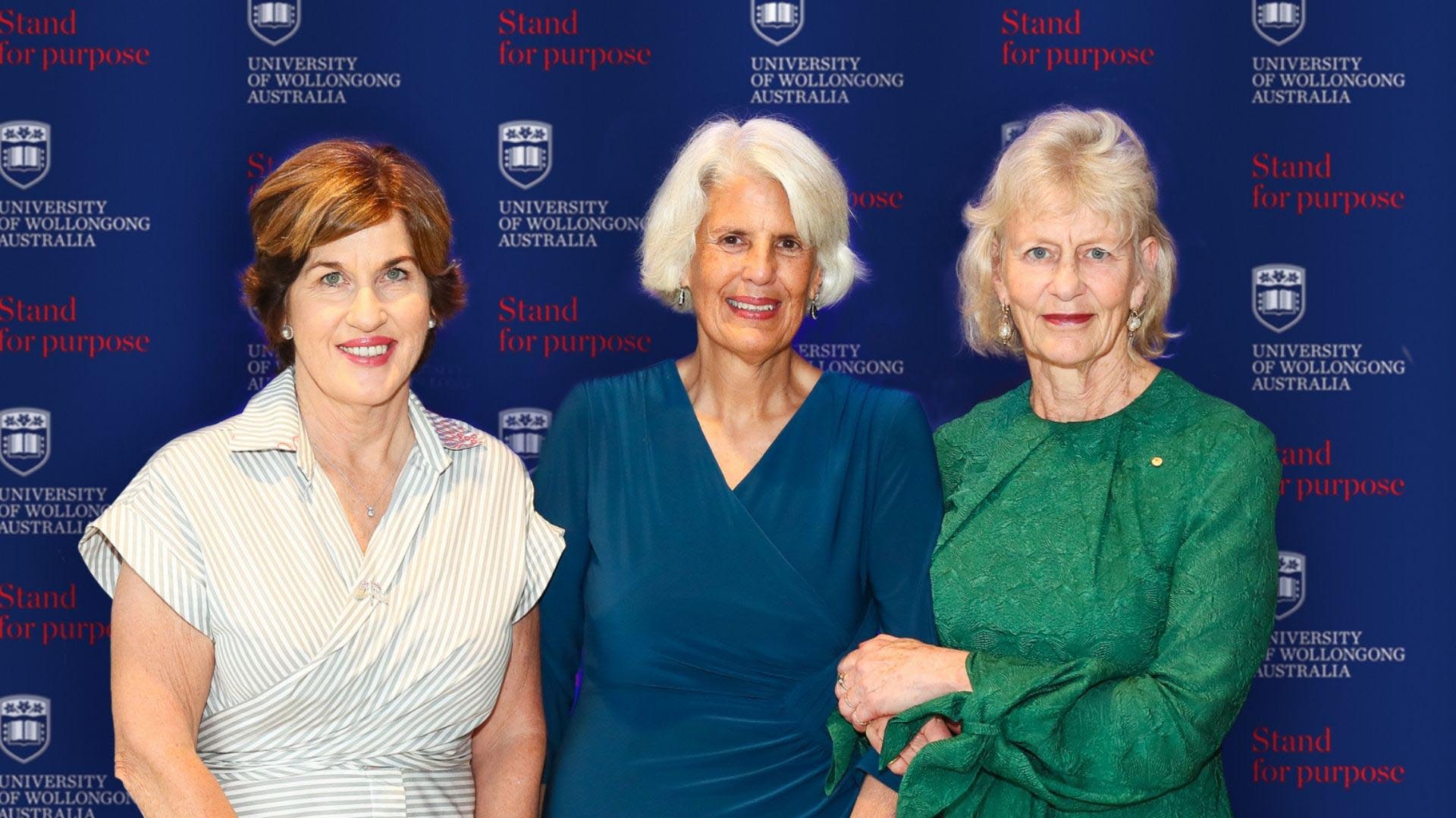 Chancellor Ms Christine McLoughlin, Deputy Chancellor Dr Elizabeth Magassy, Former Chancellor Ms Jillian Broadbent. Photo: Denis Ivaneza