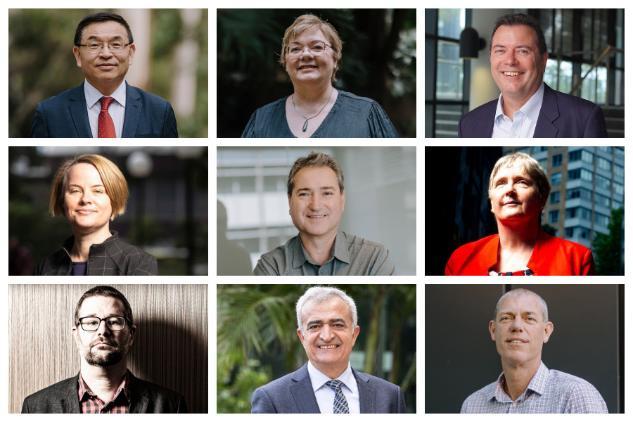 Collage of photos of UOW's executive leadership team in May 2025