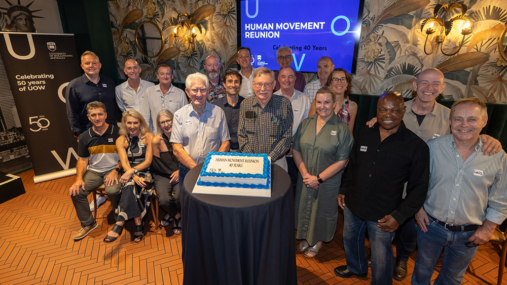 Former students and lecturers from the inaugural Bachelor of Applied Science (Human Movement) degree at the Steelers Club to celebrate 40 years since the program
