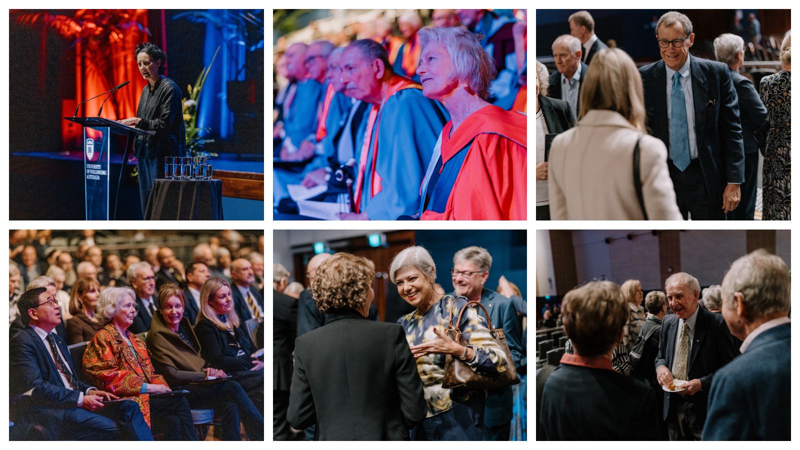 A collage of photos taken at the event to celebrate the life of former UOW Vice-Chancellor Professor Ken McKinnon.