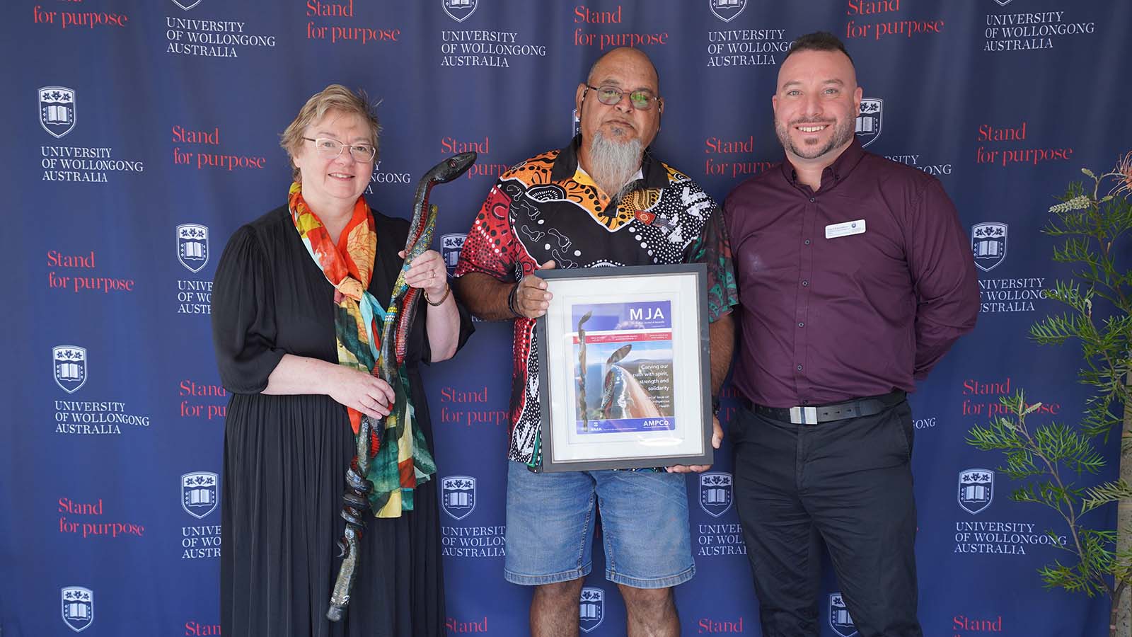 Professor Eileen McLaughlin, Uncle Paul Scott and Associate Professor Paul Saunders at the Medical Journal of Australia hosted First Nations Cultural Sharing Gathering at UOW Shoalhaven