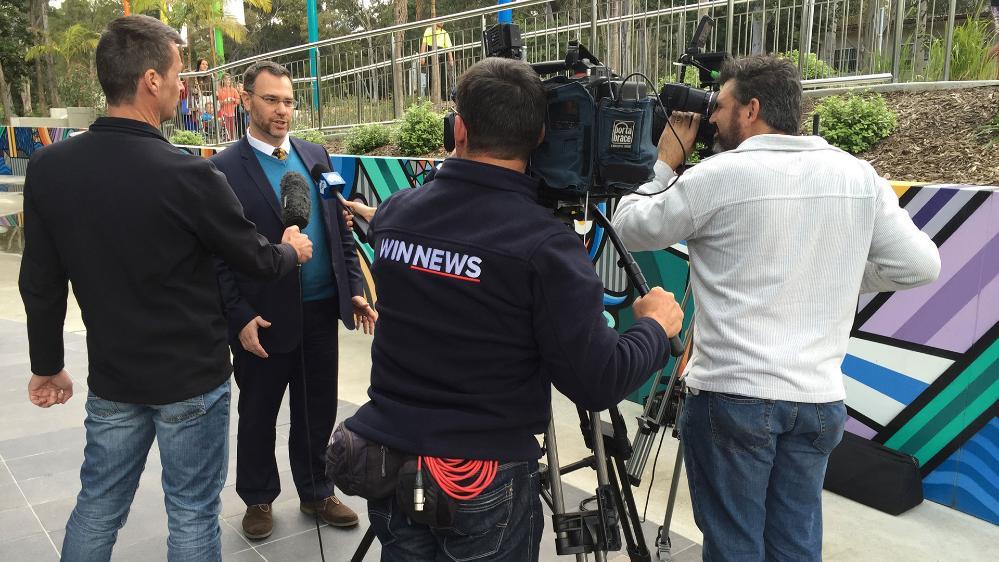 Media interview with Professor Marc de Rosnay outside of Early Start