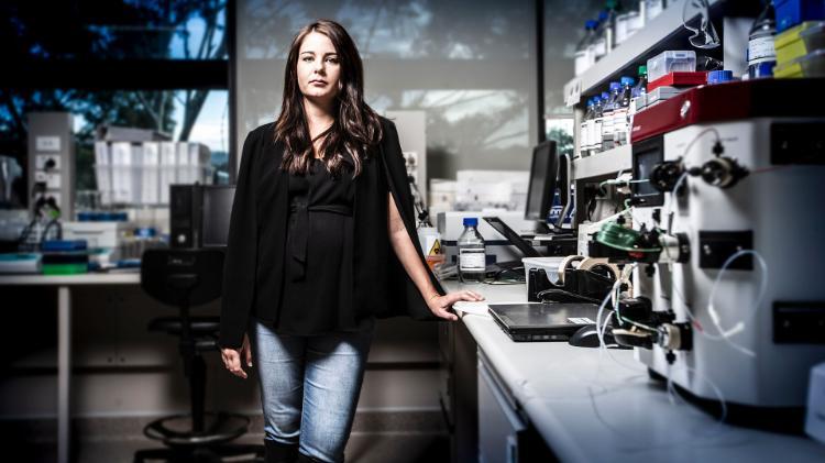 Neuroscientist Dr Natalie Matosin in the lab at the Illawarra Health and Medical Research Institute.