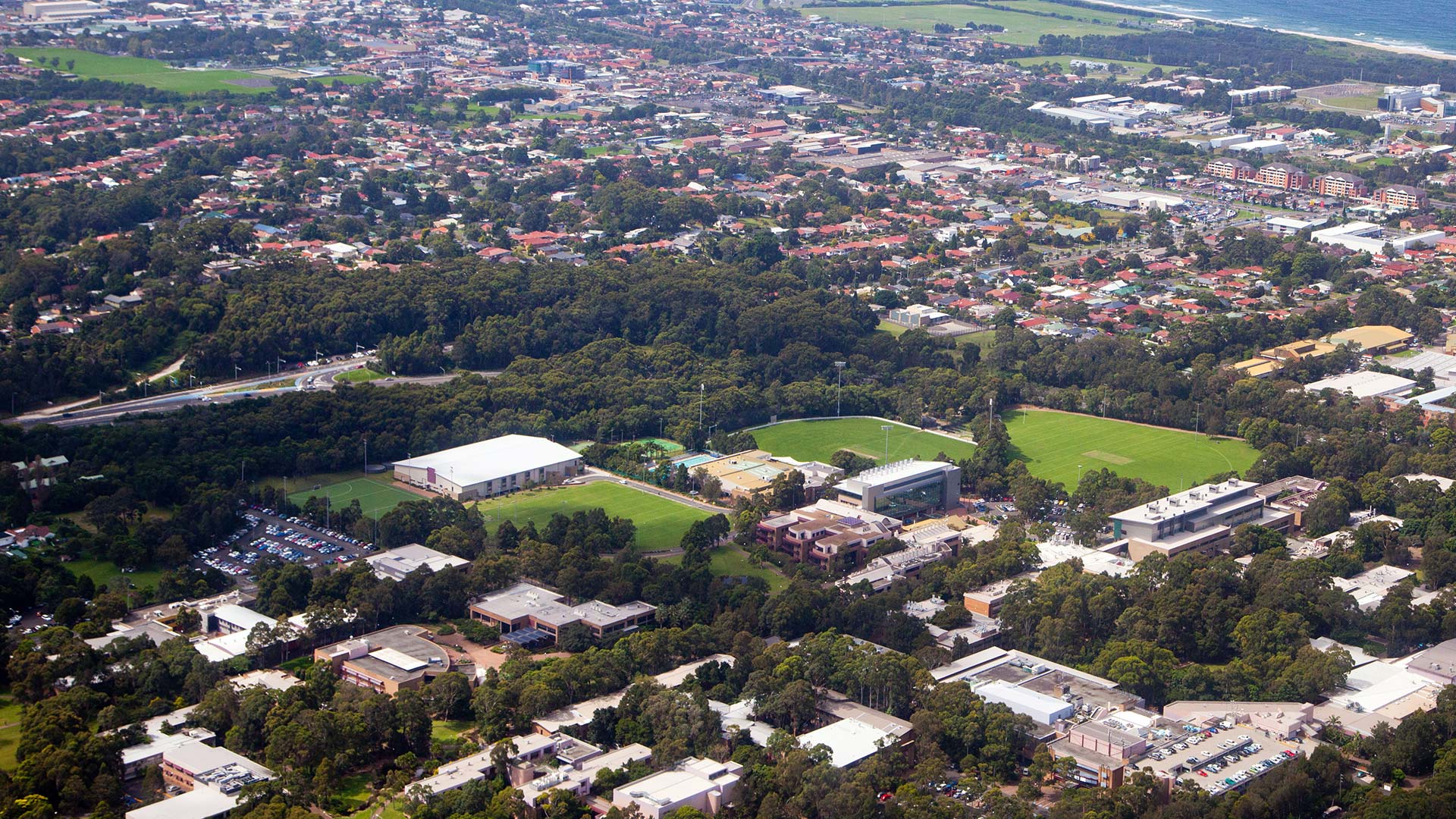Aerial view of Wollongong Campus