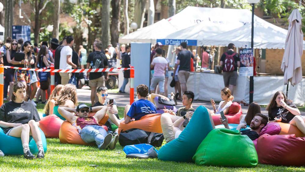 Students enjoying O-Week activities on the Wollongong campus