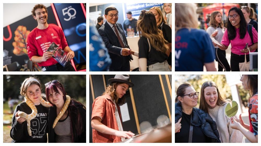 A collage of images from UOW Open Day 2025