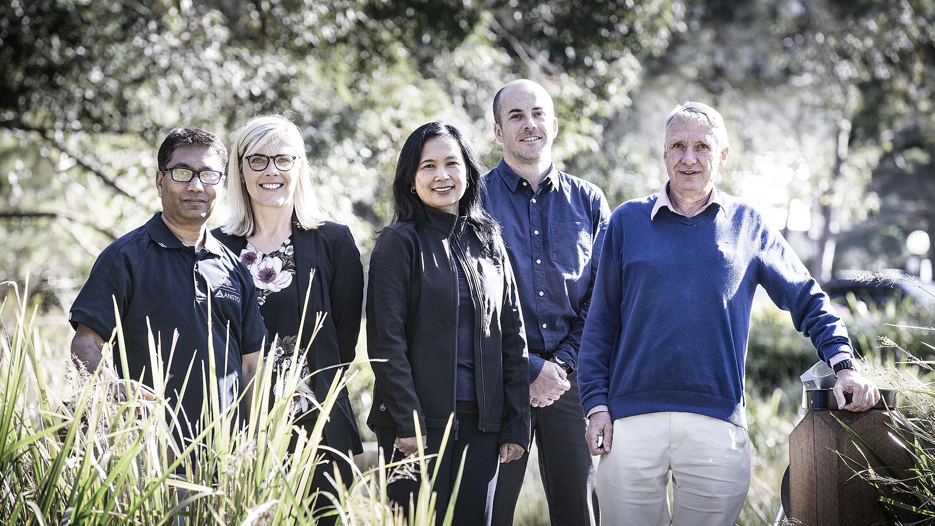 Dr Debashish Mazumder (ANSTO), Associate Professor Kerrylee Rogers (UOW), Ms Atun Zawadzki (ANSTO), Dr Jeffrey Kelleway (UOW), and Professor Colin Woodroffe (UOW).