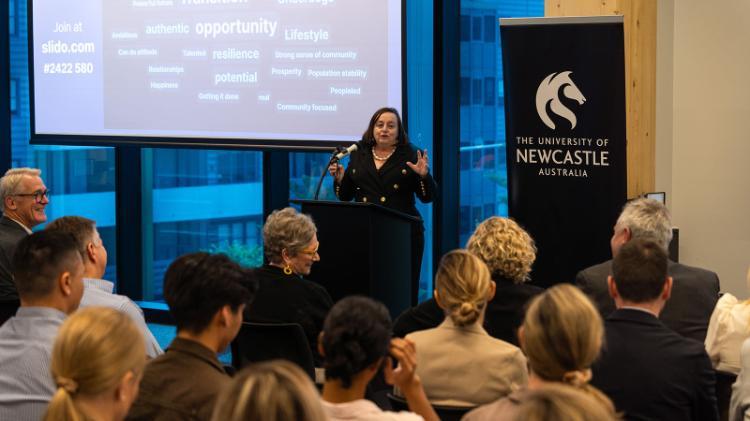 University of Wollongong Vice-Chancellor Professor Patricia Davidson speaking at A Tale of Two Cities.