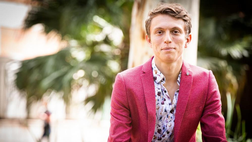 UOW graduate Sam Jennings, pictured at UOW's Wollongong campus. Photo: Paul Jones