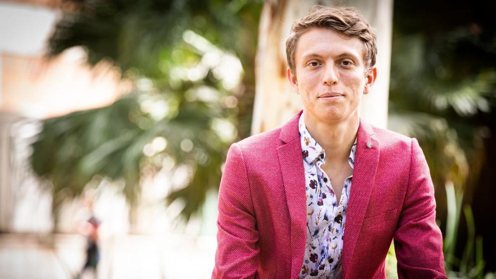 UOW graduate Sam Jennings, pictured at UOW's Wollongong campus. Photo: Paul Jones