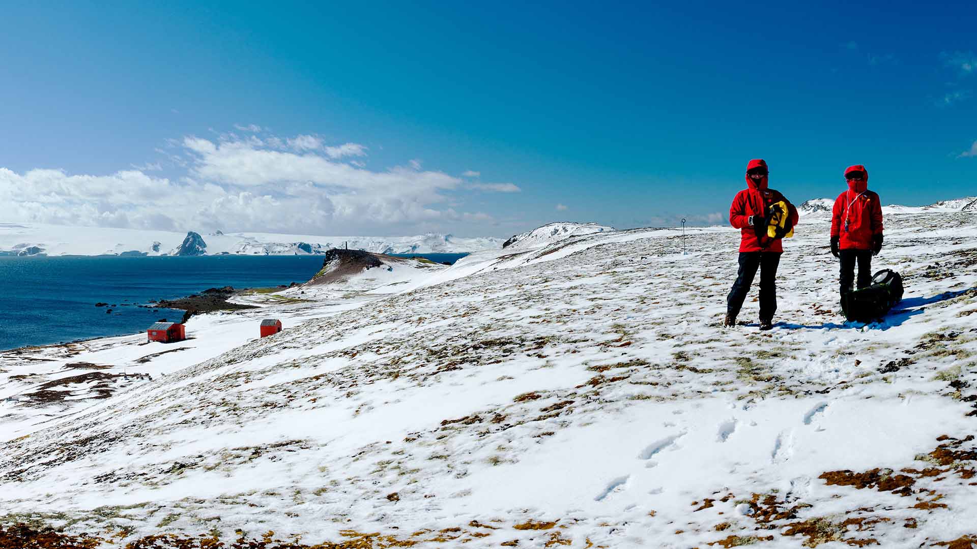Professor Sharon Robinson (left) with colleague Dr Melinda Waterman in Antarctica. Photo: Andrew Netherwood