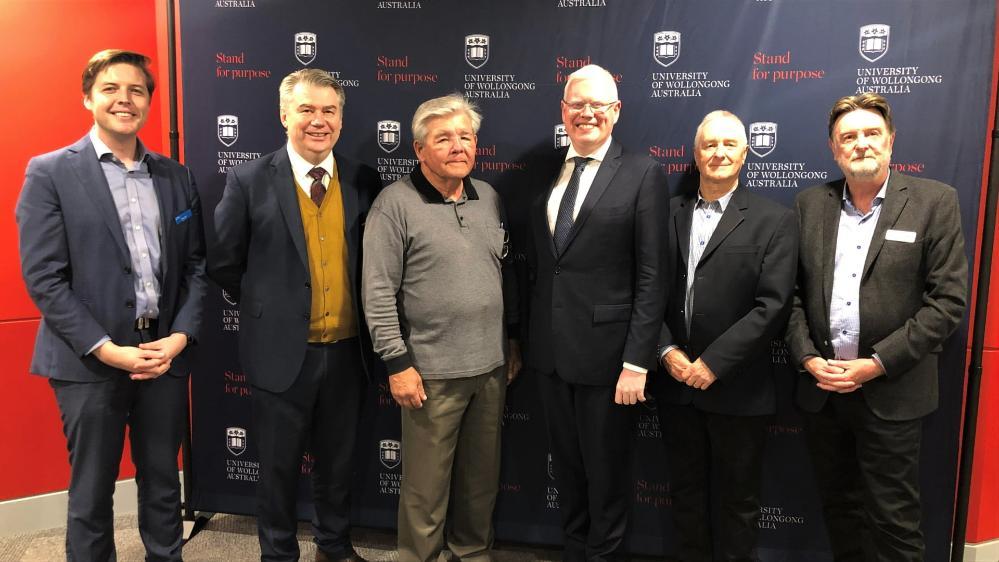 From left, Paul Elle (Deputy Major Shoalhaven City Council), Sean Brawley, Mark Town (Shoalhaven Astronomers), Gareth Ward (Member for Kiama), John Gould (Shoalhaven Astronomers) and UOW Shoalhaven Campus Manager Chris Hadley. Photo: Supplied