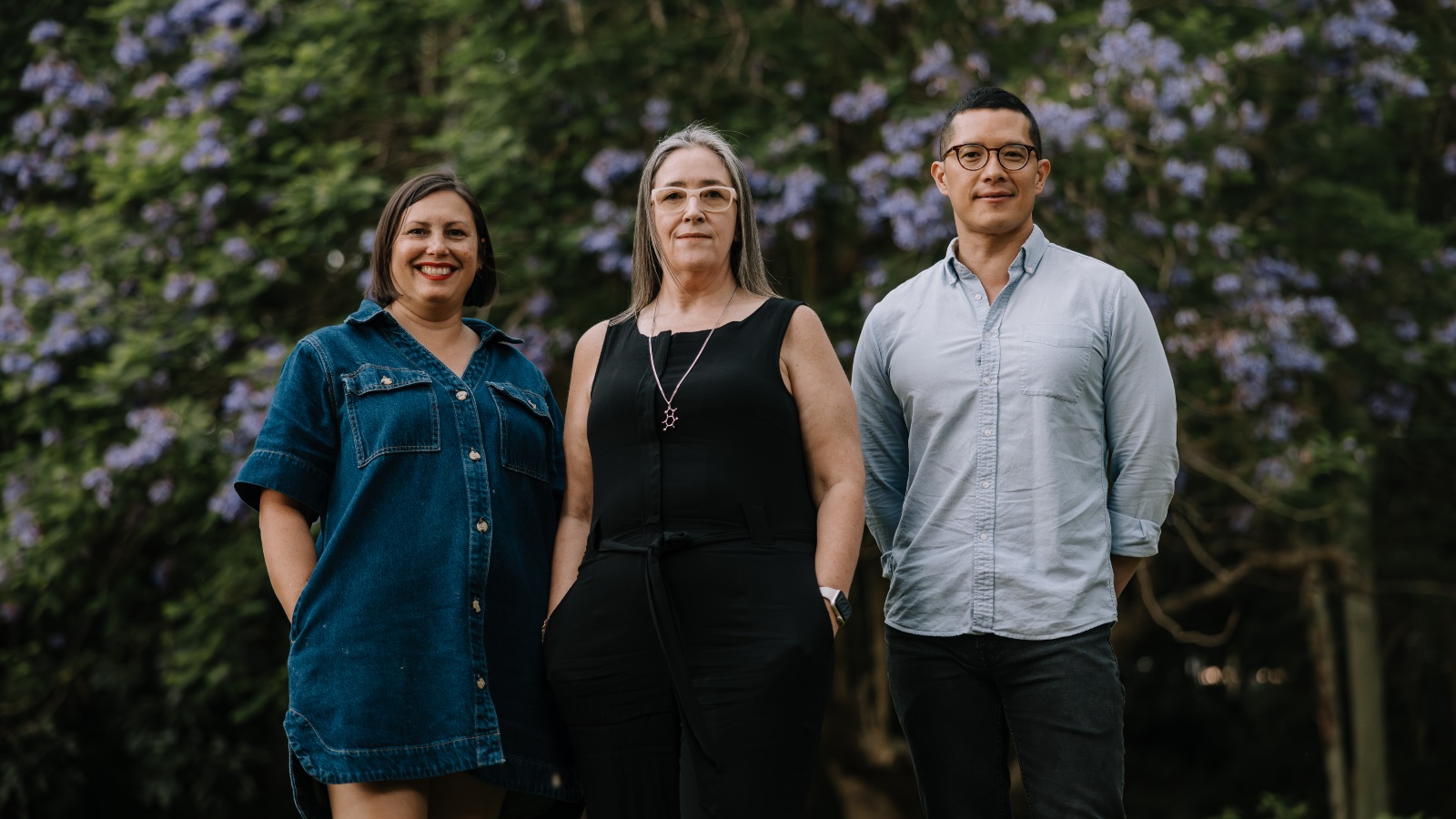Associate Professor Summer May Finlay, Associate Professor Jacqui Cameron and Dr Kenny Kor from the School of Social Sciences. Credit: Michael Gray