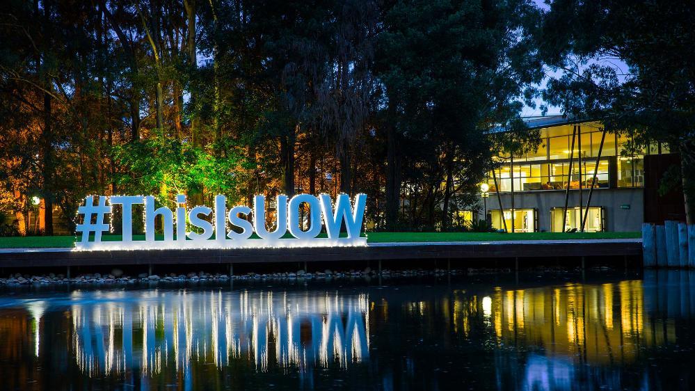 UOW ������ý Campus duck pond lawn by night with #ThisIsUOW
