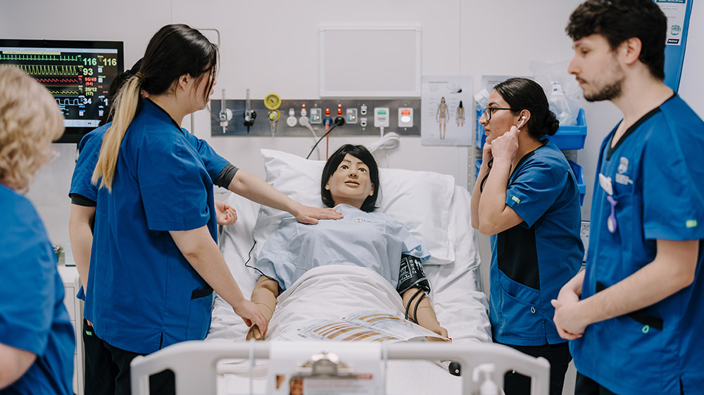 Nursing students demonstrate how they will be able to practise real-world scenarios in safe, controlled environments that mimic the pressures and unpredictability of modern healthcare settings in UOW"s new Clinical Simulation Labs.