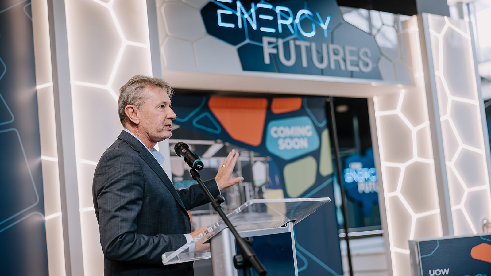 UOW Energy Futures Network Director Ty Christopher at the launch of the Energy Futures Zone at UOW Science Space.