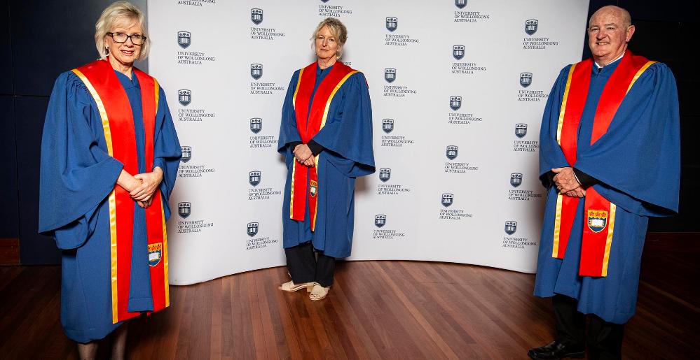 University Fellows Julie Renwick, Deborah Ely and Peter Fitzgerald at the Fellowship Awards. Photo: Paul Jones