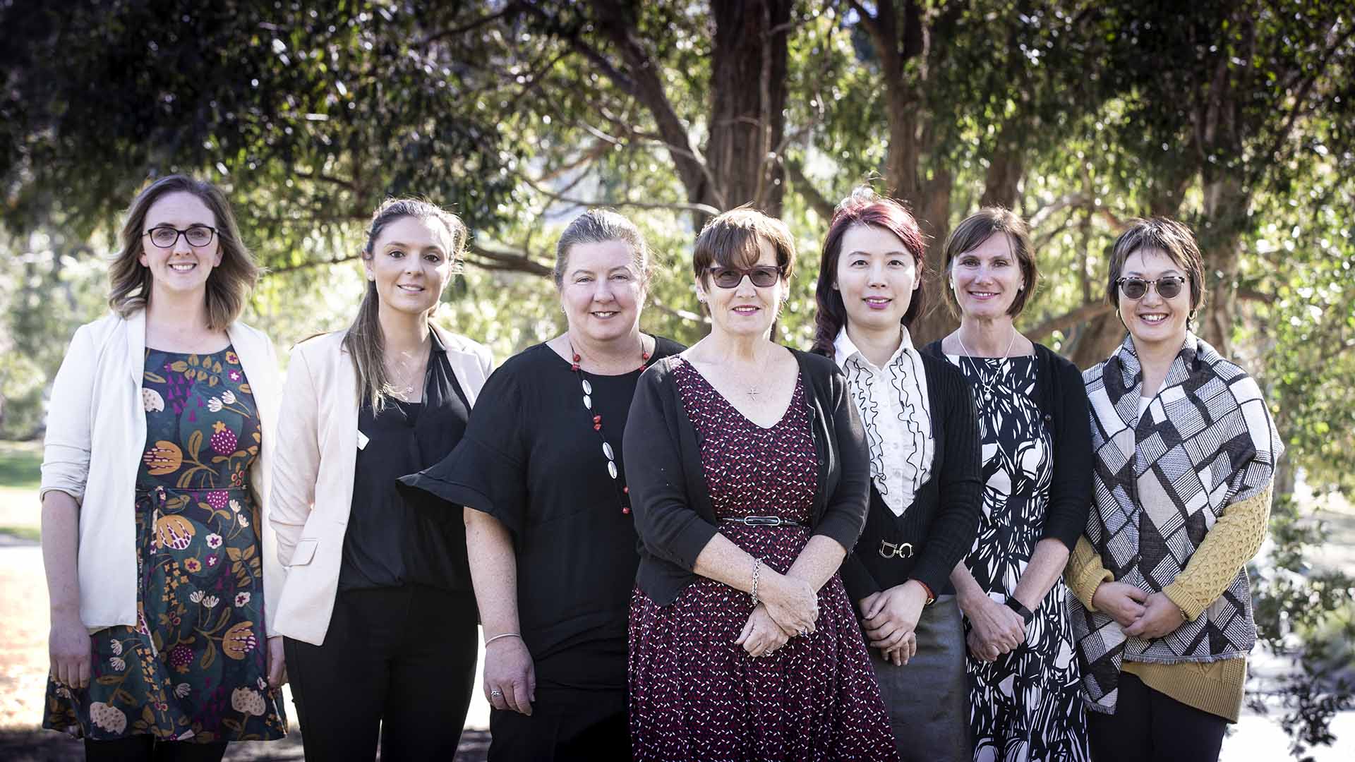 Left to right: Jessica Nealon, Jessica Bresolin, Nicole Britton, Val Wilson, Rita Chang, Victoria Traynor, Ping Yu.