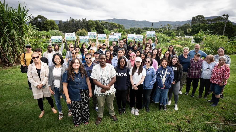 The group of social workers and academics at Dapto Community Farm. Photo: Paul Jones