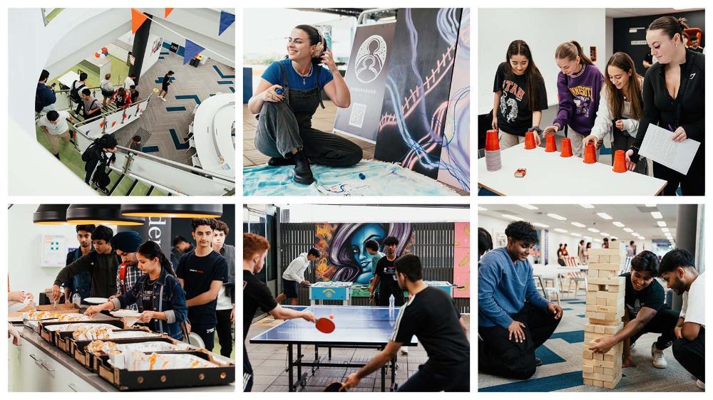 Scenes from the 2023 It's Go Time orientation events at UOW Liverpool.