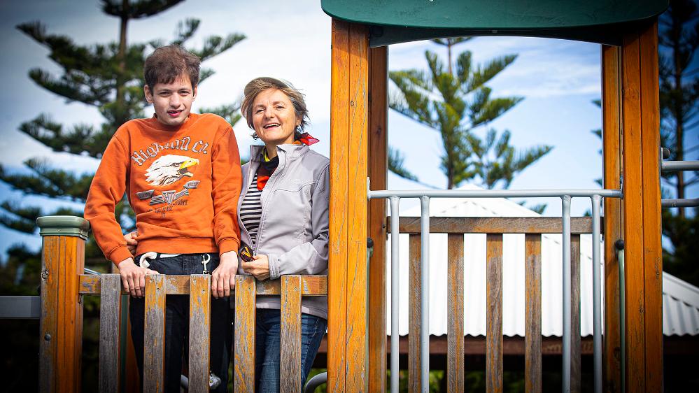 Dr Shoshana Dreyfus with her son Bodhi