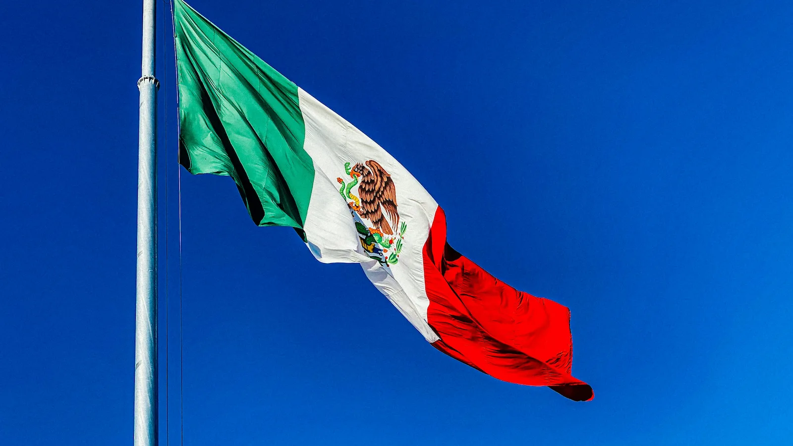 Mexican flag on blue background